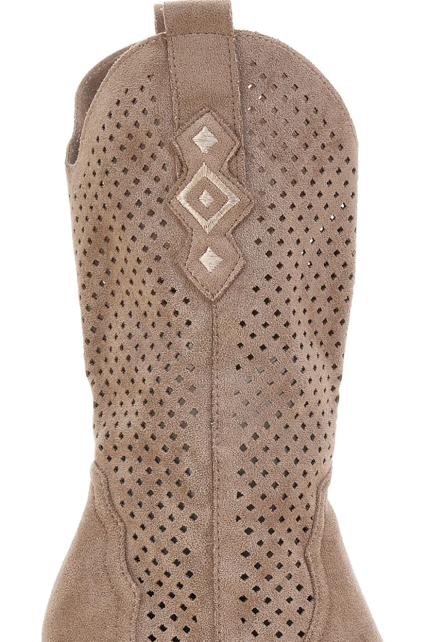 Stivali texani beige traforati Cafe' cost P663