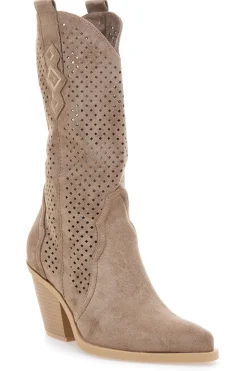 Stivali texani beige traforati Cafe' cost P663