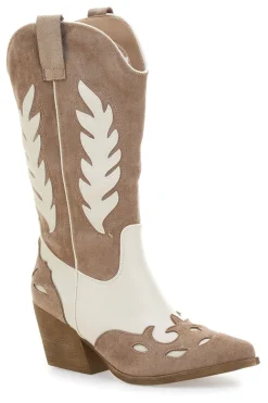 Stivali Texani Khaki con fantasia a Contrasto CAFÈ COST RQ25S6A