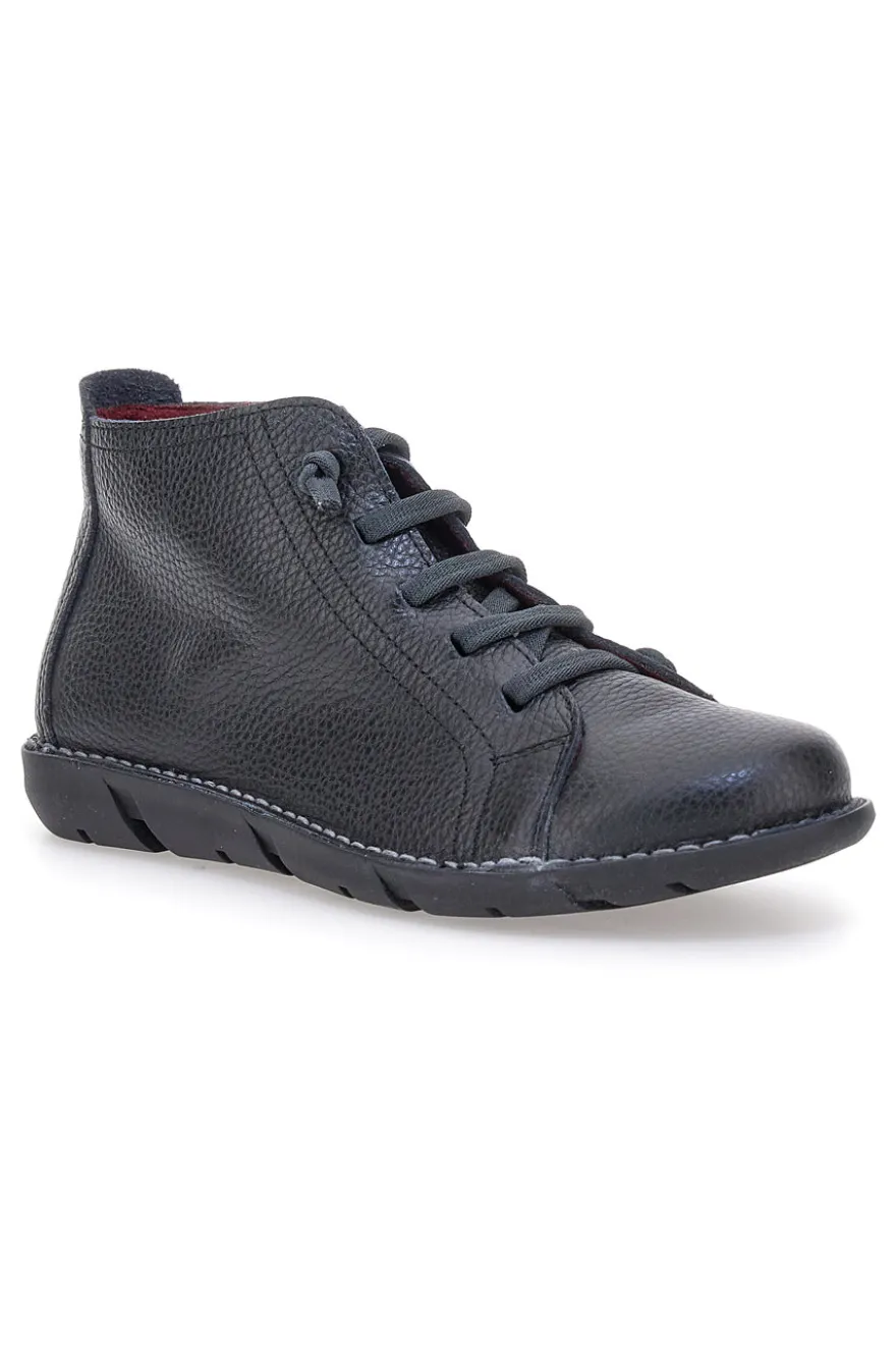 Stringate alte nere in pelle con zip laterale Pittarello Tierra 4757