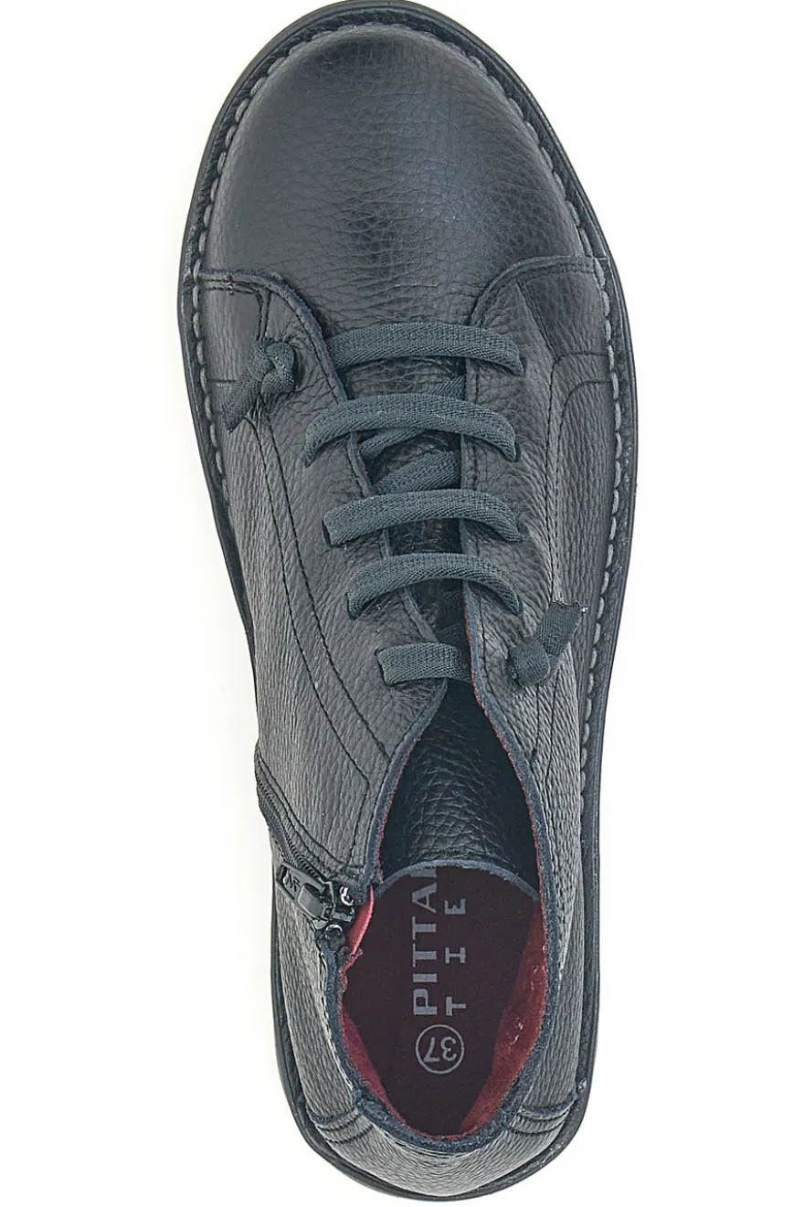 Stringate alte nere in pelle con zip laterale Pittarello Tierra 4757