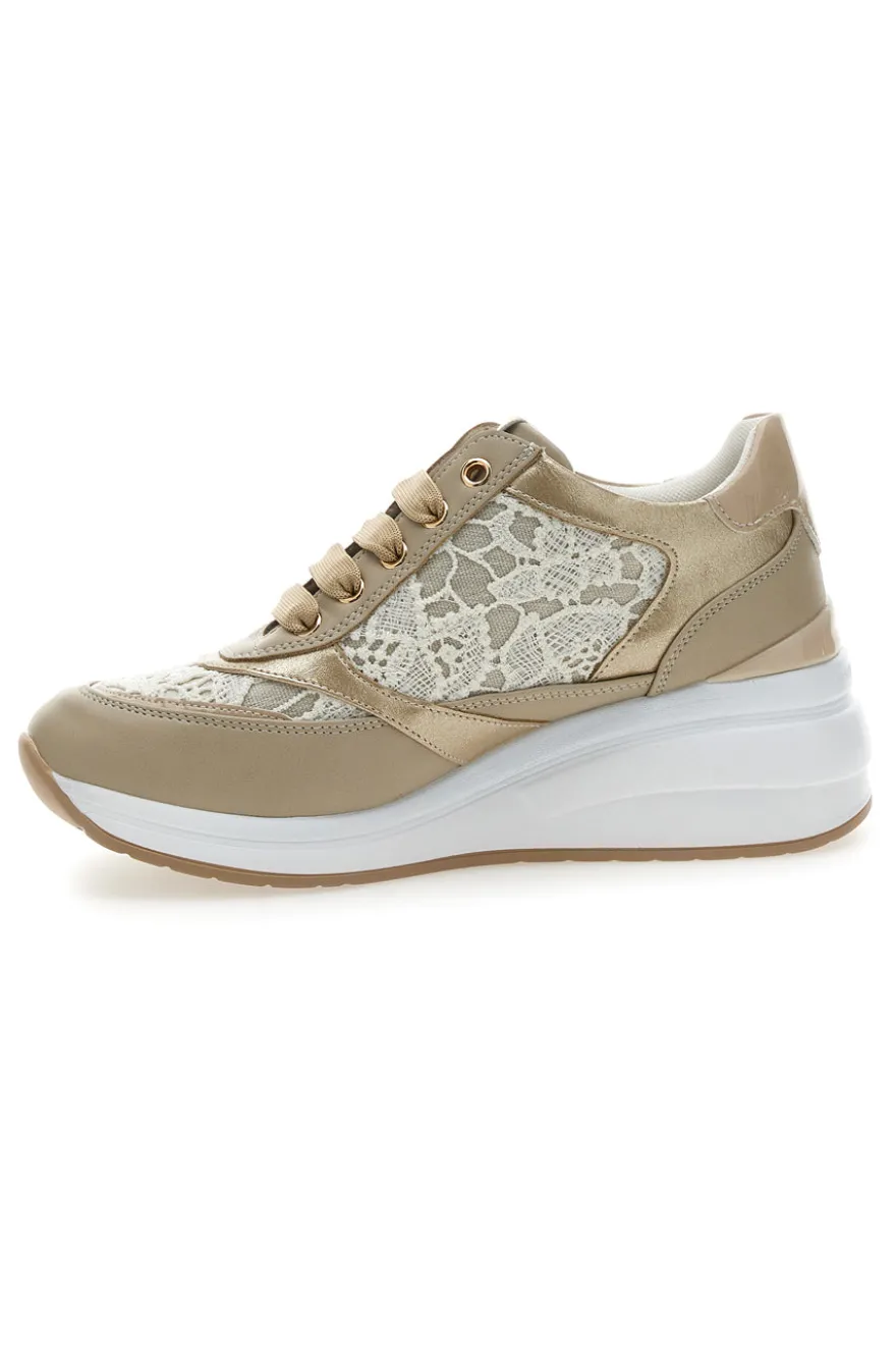 Stringate Beige con Platform e Decorazioni Ricamate MARIELLA BURANI 51051
