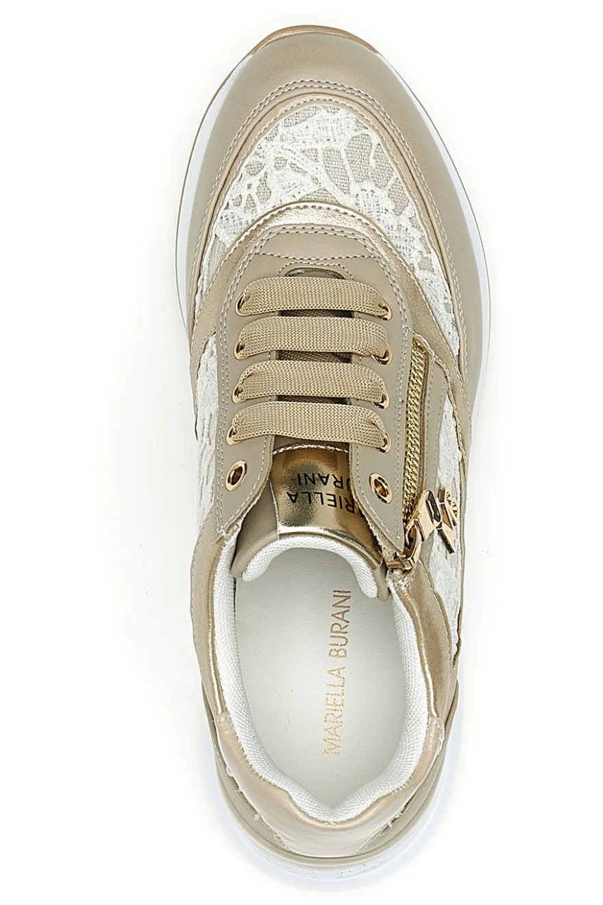 Stringate Beige con Platform e Decorazioni Ricamate MARIELLA BURANI 51051