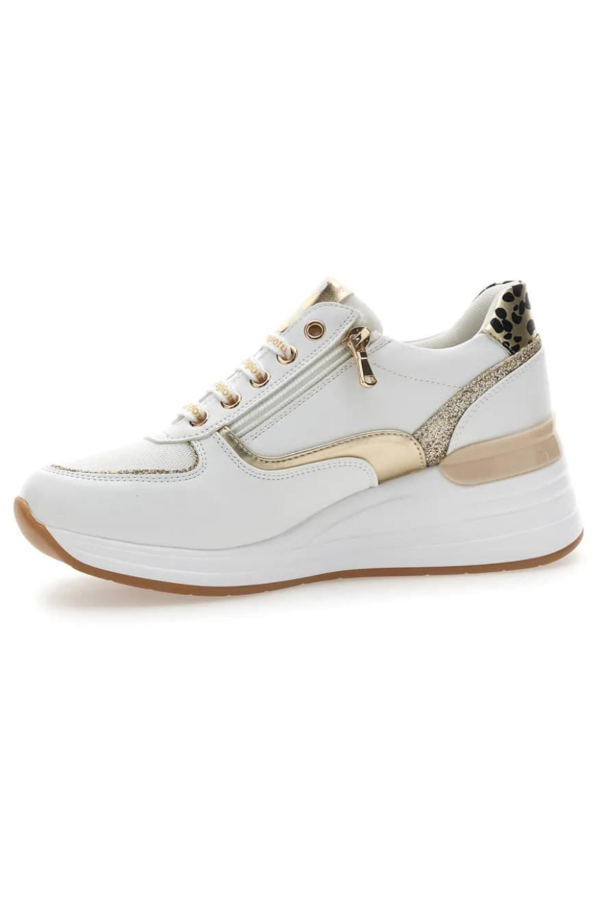 Stringate Bianche con Dettagli Oro e Leopardati LAURA BIAGIOTTI 8481