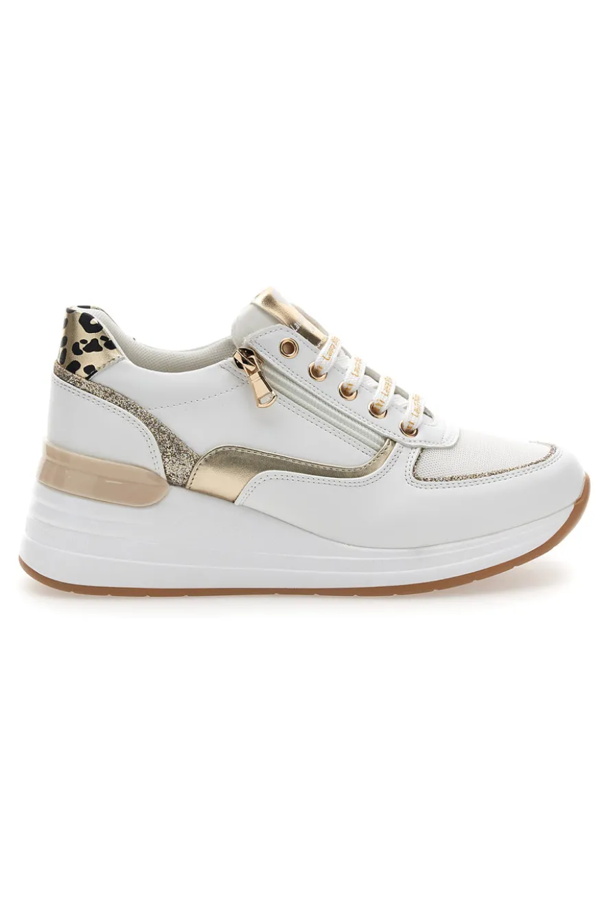 Stringate Bianche con Dettagli Oro e Leopardati LAURA BIAGIOTTI 8481