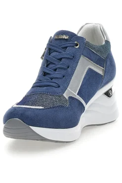 Stringate Blu con Platform e Tomaia Decorata INBLU 433 IN