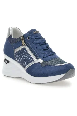 Stringate Blu con Platform e Tomaia Decorata INBLU 433 IN