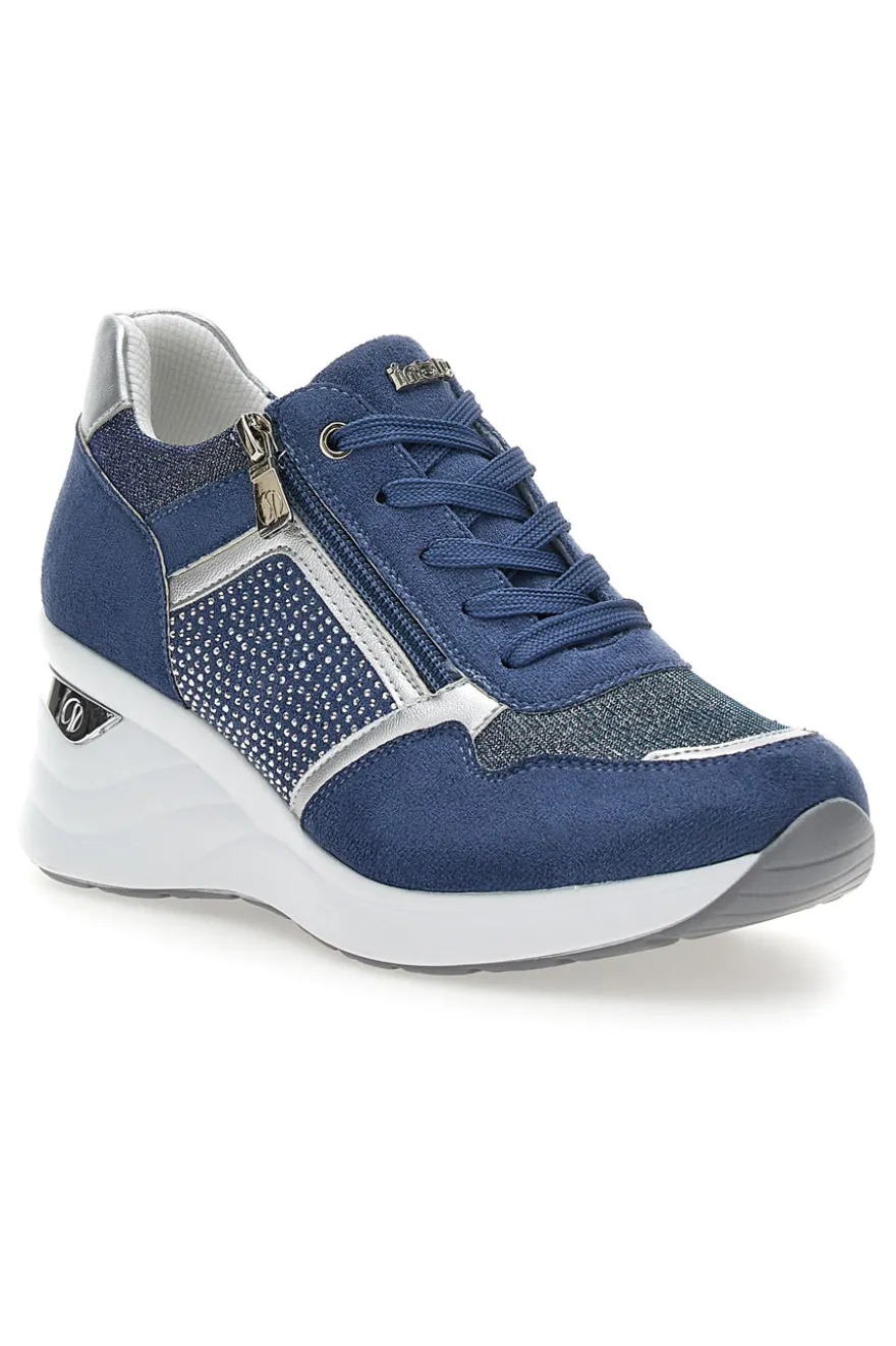 Stringate Blu con Platform e Tomaia Decorata INBLU 433 IN