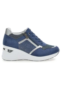 Stringate Blu con Platform e Tomaia Decorata INBLU 433 IN