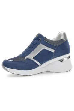 Stringate Blu con Platform e Tomaia Decorata INBLU 433 IN