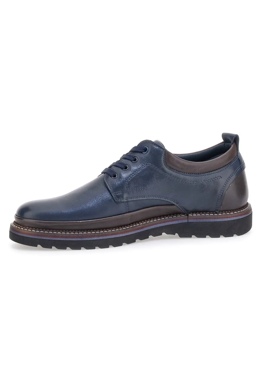 Stringate blu in pelle con suola a contrasto Pittarello Eco 252480002