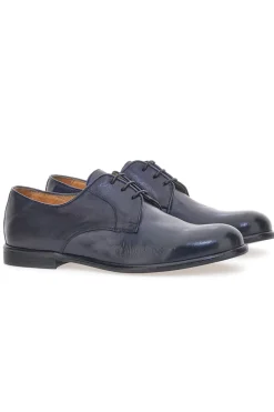 Stringate Blu In Vera Pelle Made in Italy Pittarello Plus PT911