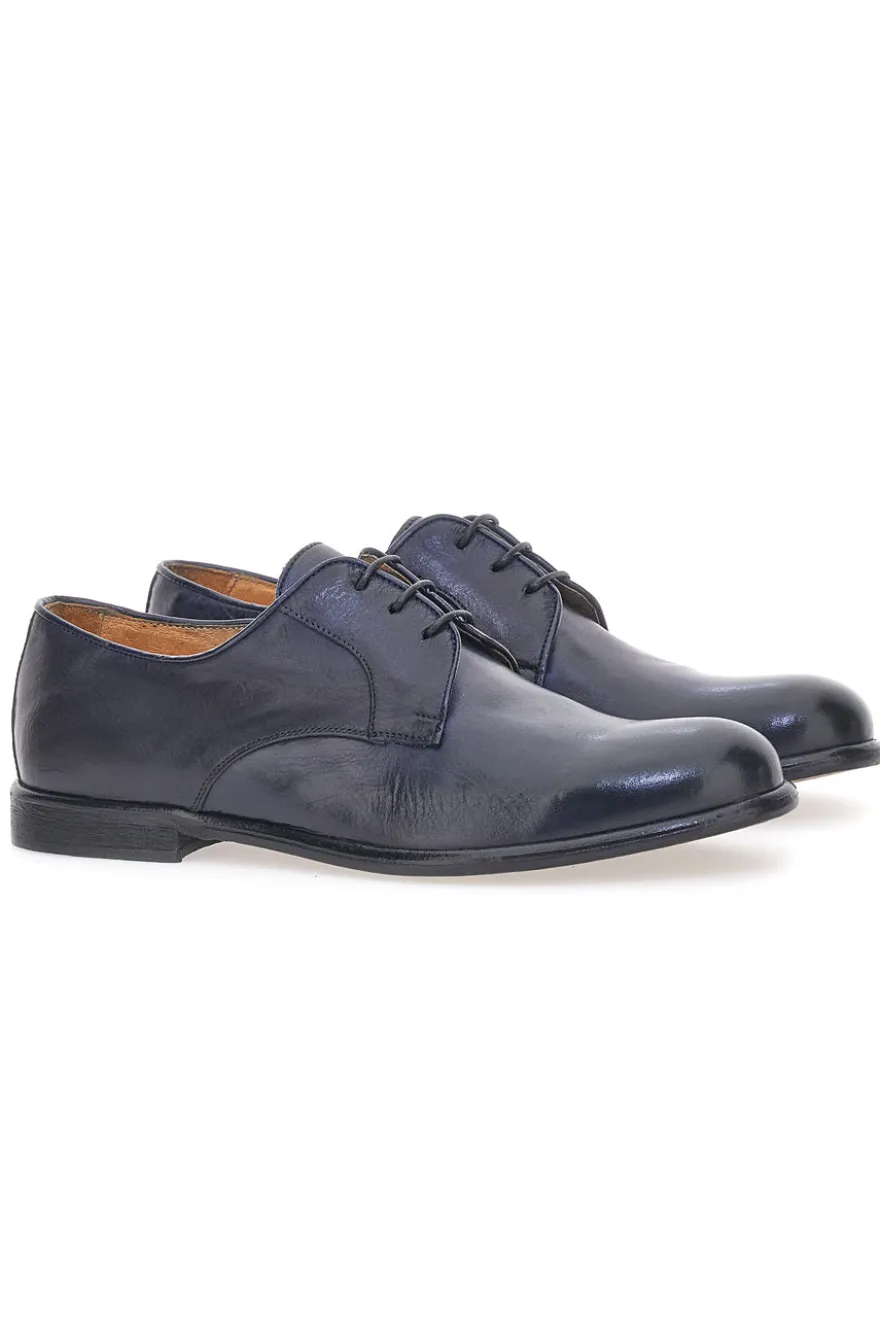 Stringate Blu In Vera Pelle Made in Italy Pittarello Plus PT911