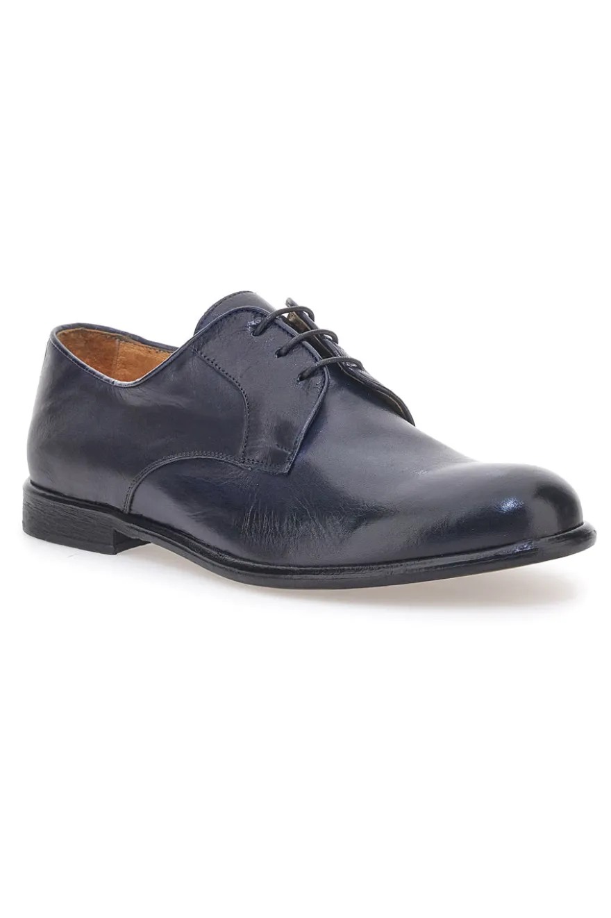 Stringate Blu In Vera Pelle Made in Italy Pittarello Plus PT911