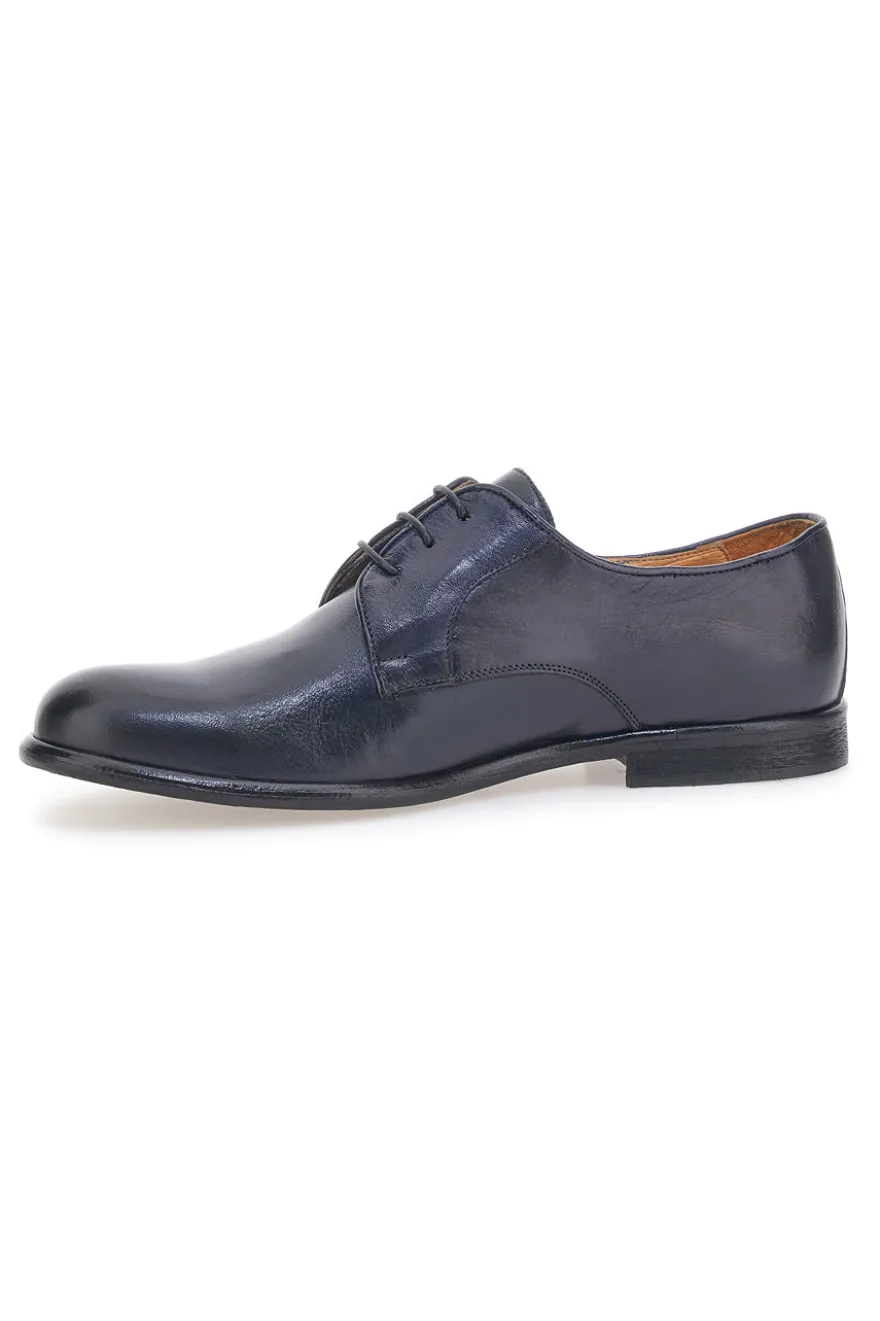 Stringate Blu In Vera Pelle Made in Italy Pittarello Plus PT911