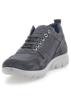 Stringate Grigie con Tomaia in Pelle e Mesh JERPOINT 99