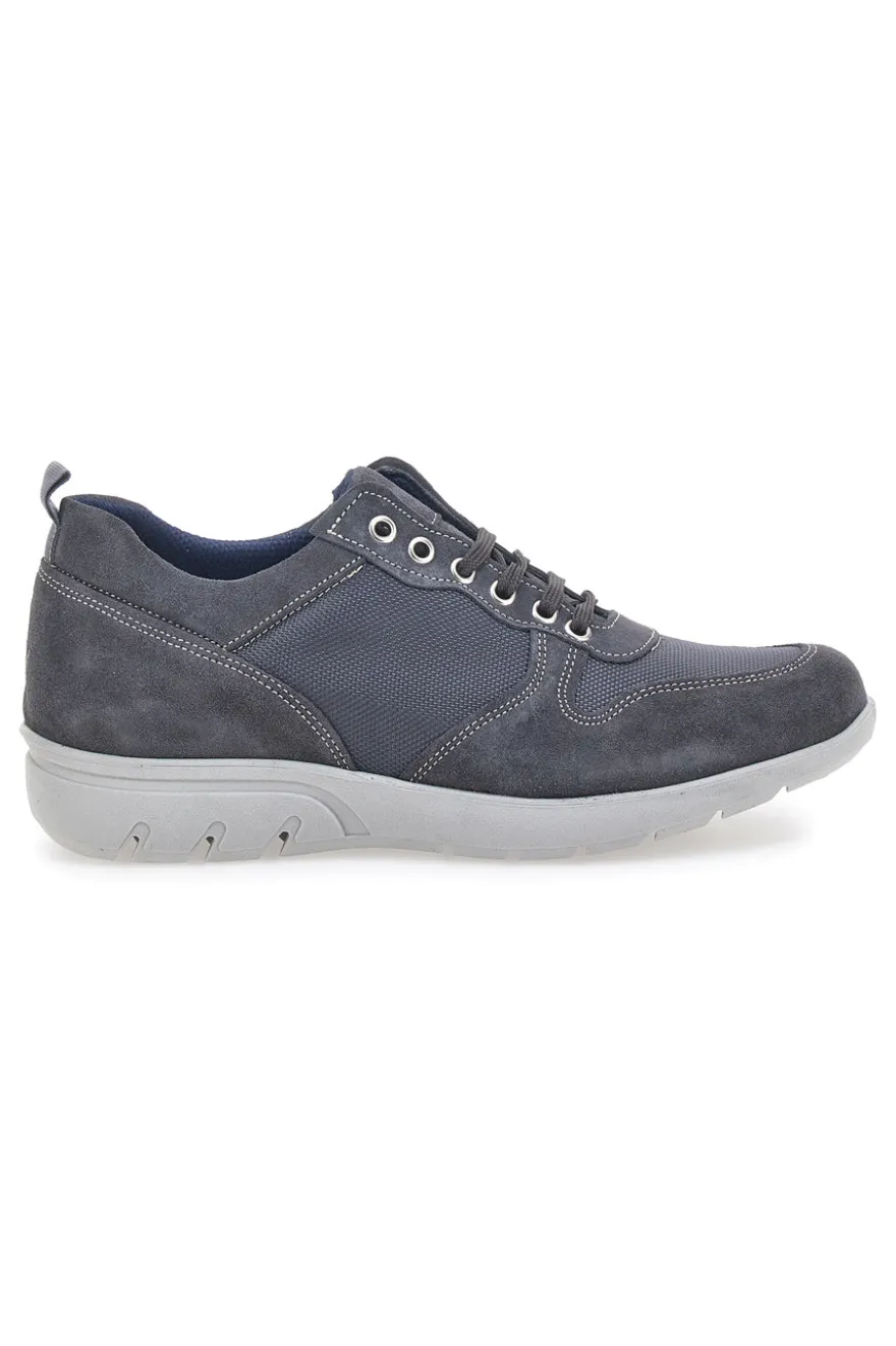 Stringate Grigie con Tomaia in Pelle e Mesh JERPOINT 99