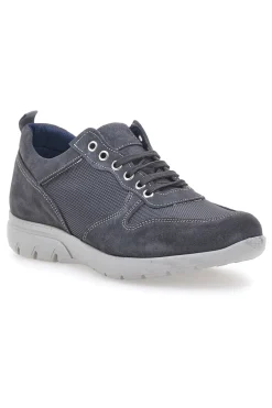 Stringate Grigie con Tomaia in Pelle e Mesh JERPOINT 99