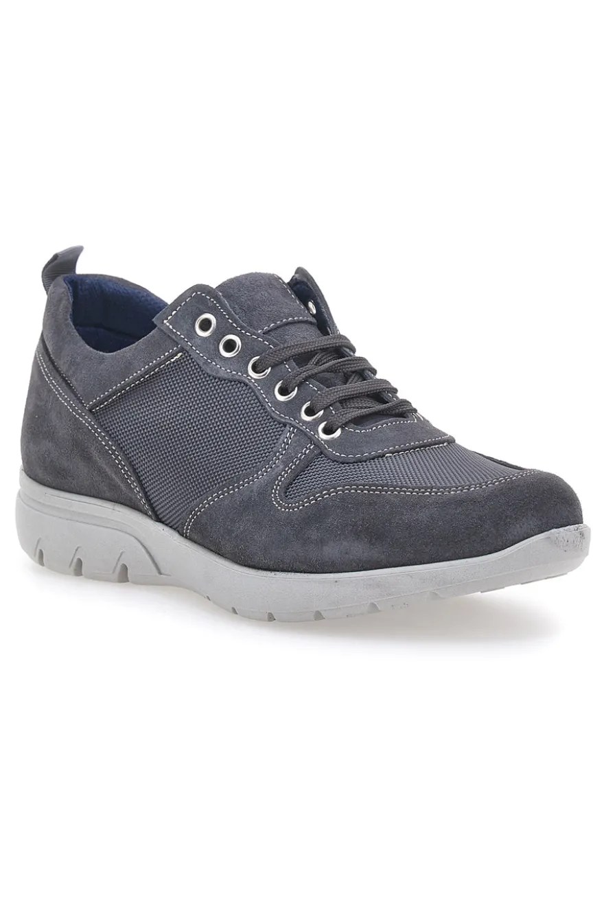 Stringate Grigie con Tomaia in Pelle e Mesh JERPOINT 99