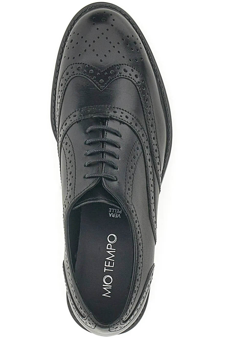 Stringate Inglesi Nere con Tomaia In Pelle MIO TEMPO 2132