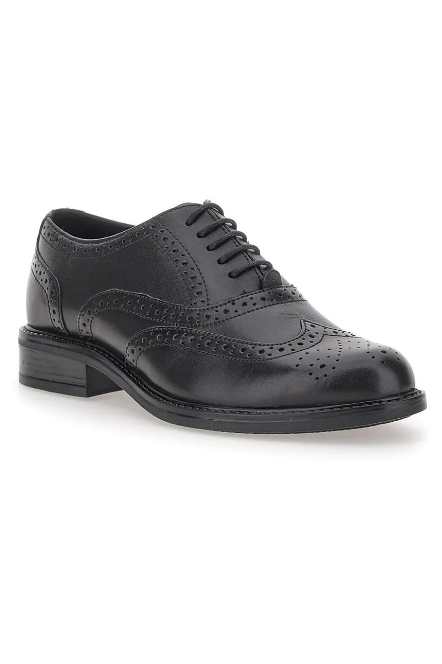Stringate Inglesi Nere con Tomaia In Pelle MIO TEMPO 2132