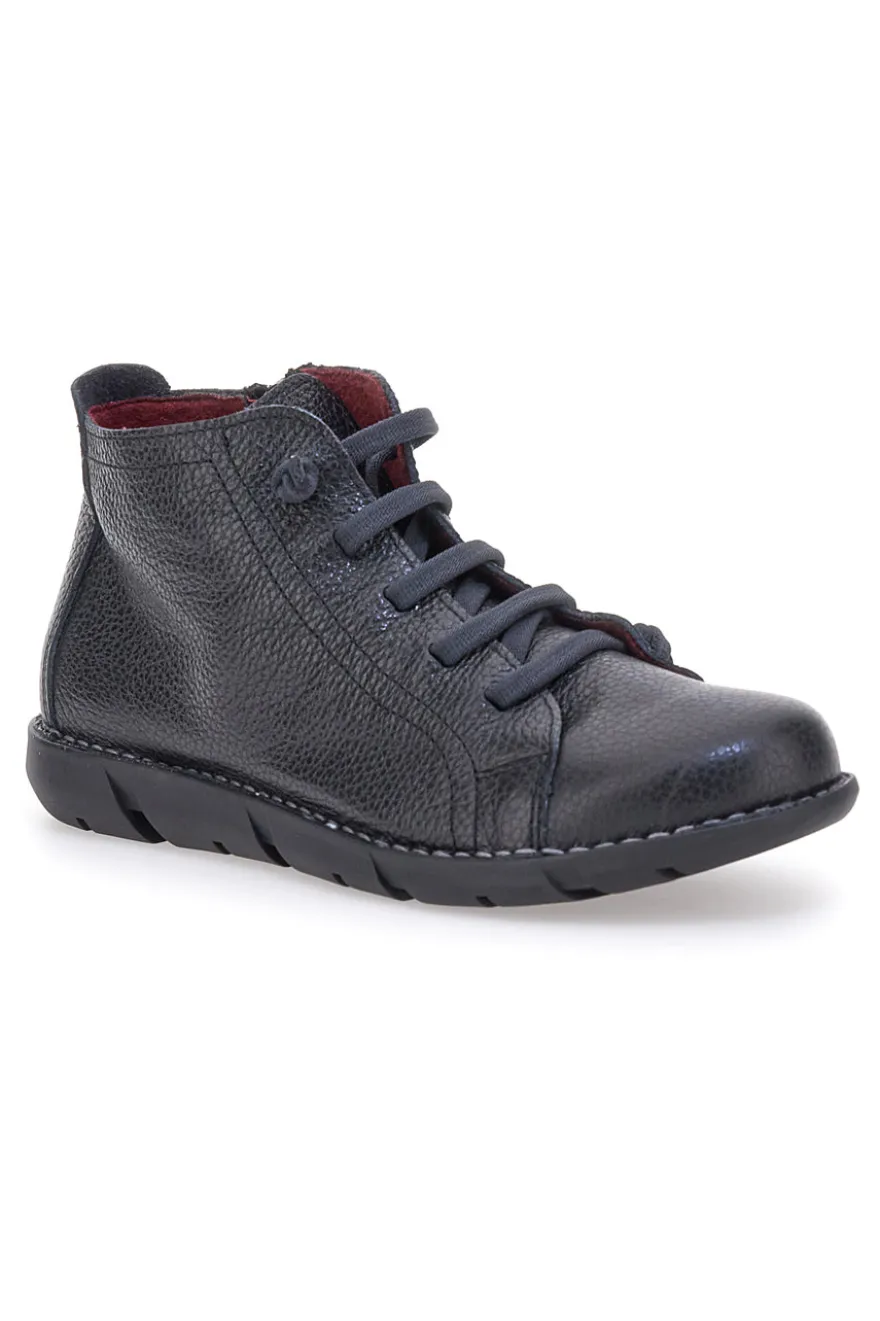 Stringate nere in vera pelle con cerniera Pittarello Tierra 24757