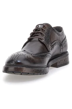 Stringate nere in vera pelle con lavorazione brogue Pittarello Plus 1268