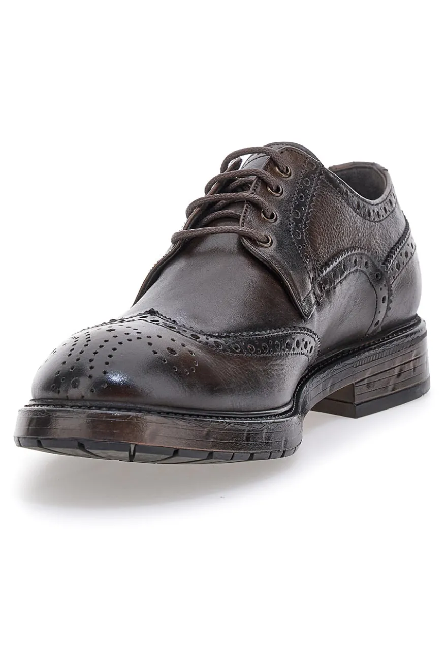 Stringate nere in vera pelle con lavorazione brogue Pittarello Plus 1268