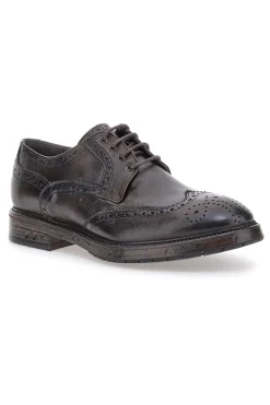Stringate nere in vera pelle con lavorazione brogue Pittarello Plus 1268