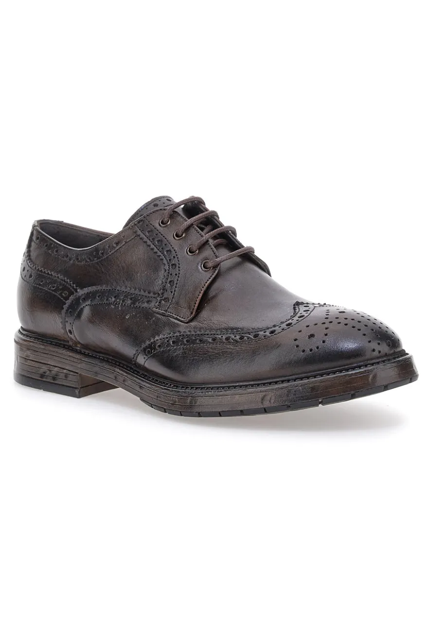 Stringate nere in vera pelle con lavorazione brogue Pittarello Plus 1268
