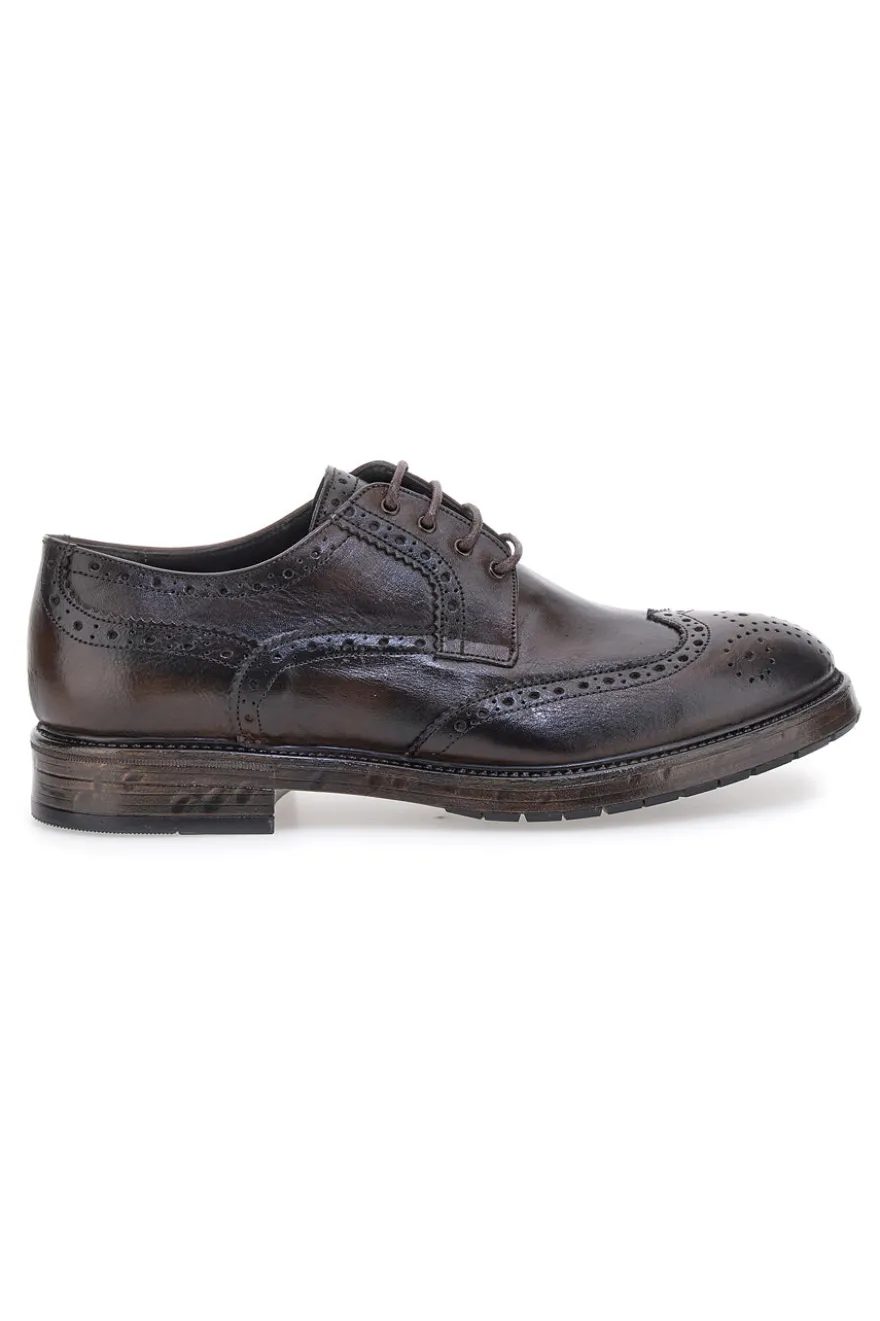 Stringate nere in vera pelle con lavorazione brogue Pittarello Plus 1268