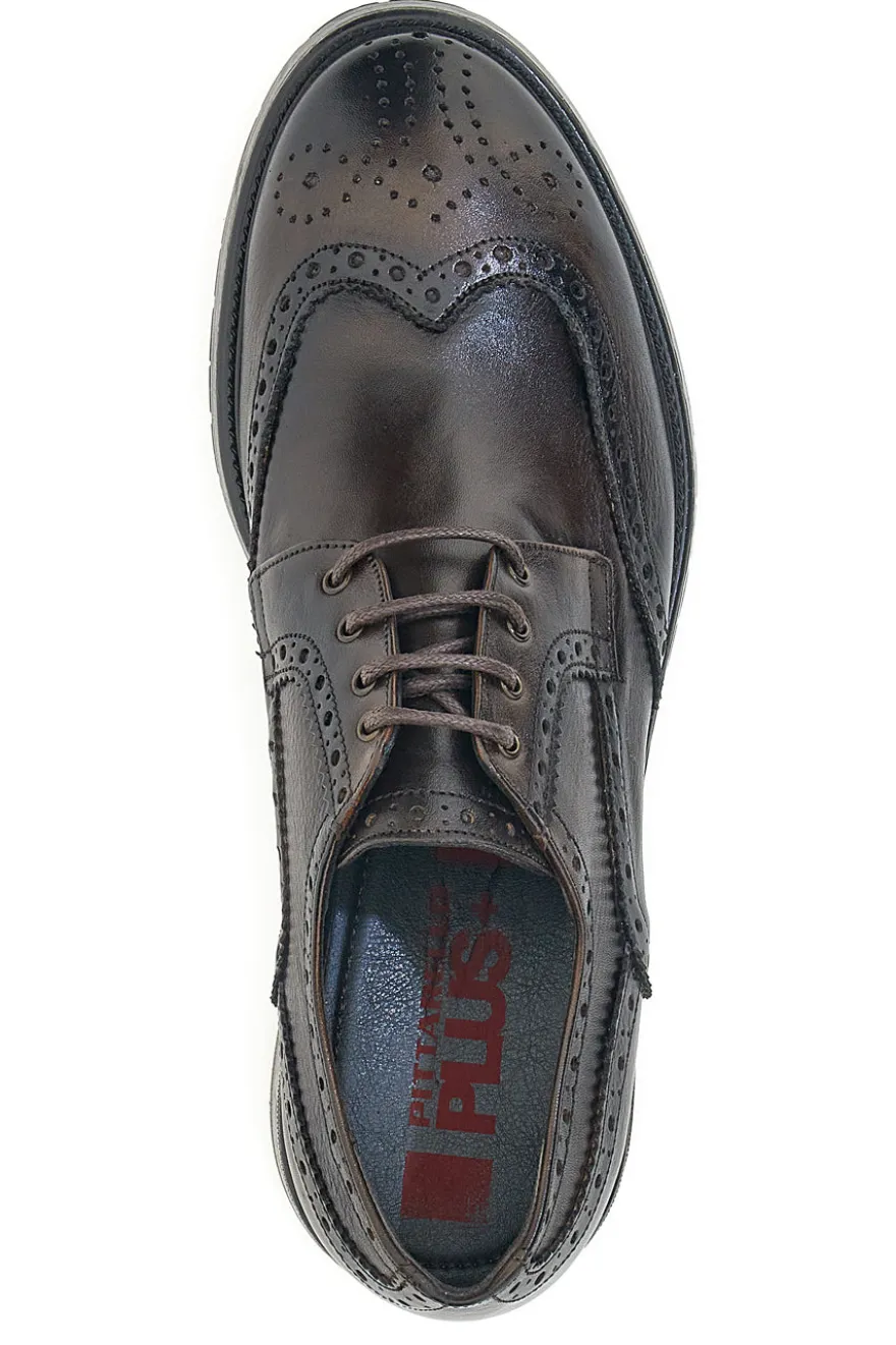 Stringate nere in vera pelle con lavorazione brogue Pittarello Plus 1268