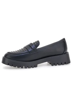 Talemi JN10125 schwarze Loafer mit Nieten und Profilsohle