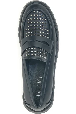 Talemi JN10125 schwarze Loafer mit Nieten und Profilsohle