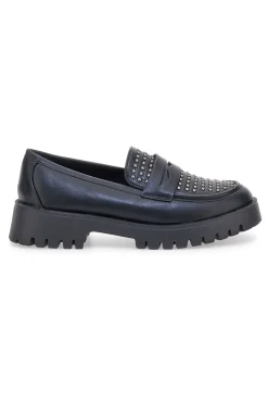 Talemi JN10125 schwarze Loafer mit Nieten und Profilsohle