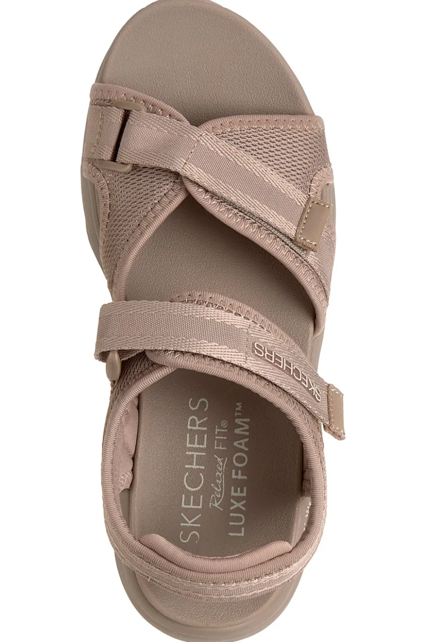 Taupe Sandalen mit verstellbaren Kreuzriemen Skechers D'LUX WALKER SANDAL BOLD CITY