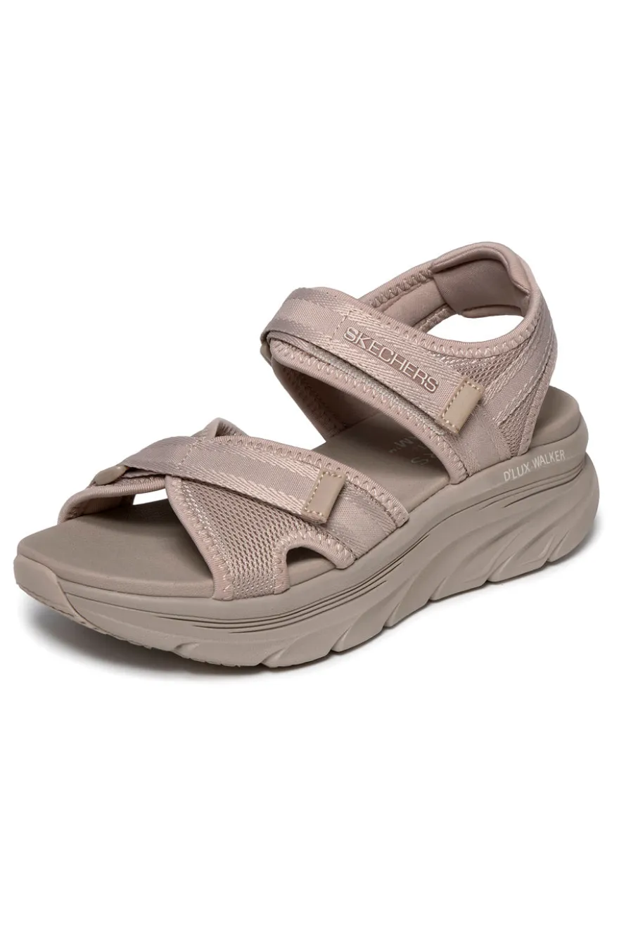Taupe Sandalen mit verstellbaren Kreuzriemen Skechers D'LUX WALKER SANDAL BOLD CITY