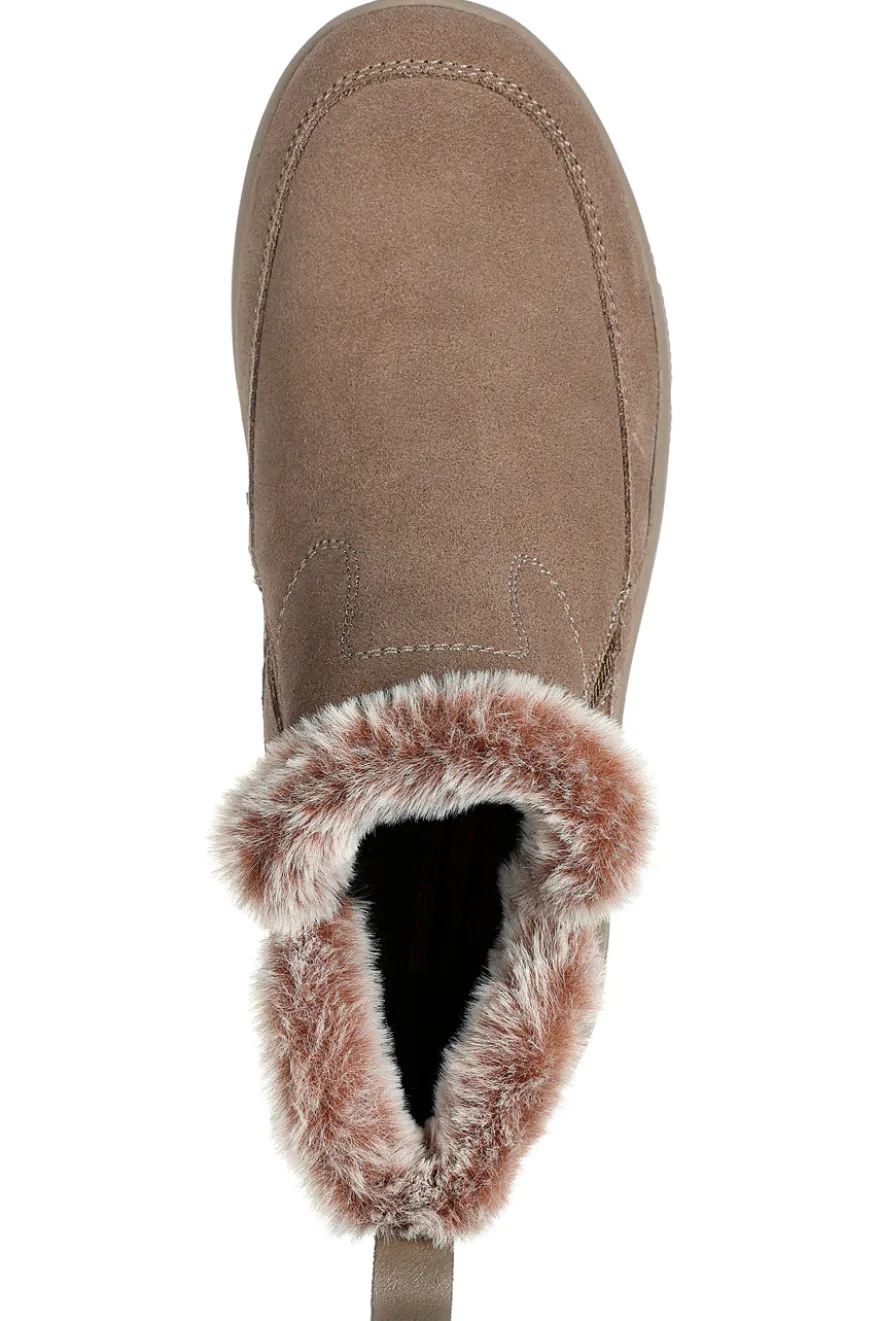 Taupefarbene Stiefeletten mit Reißverschluss und Memory Foam Skechers Easy Going Cool Zip