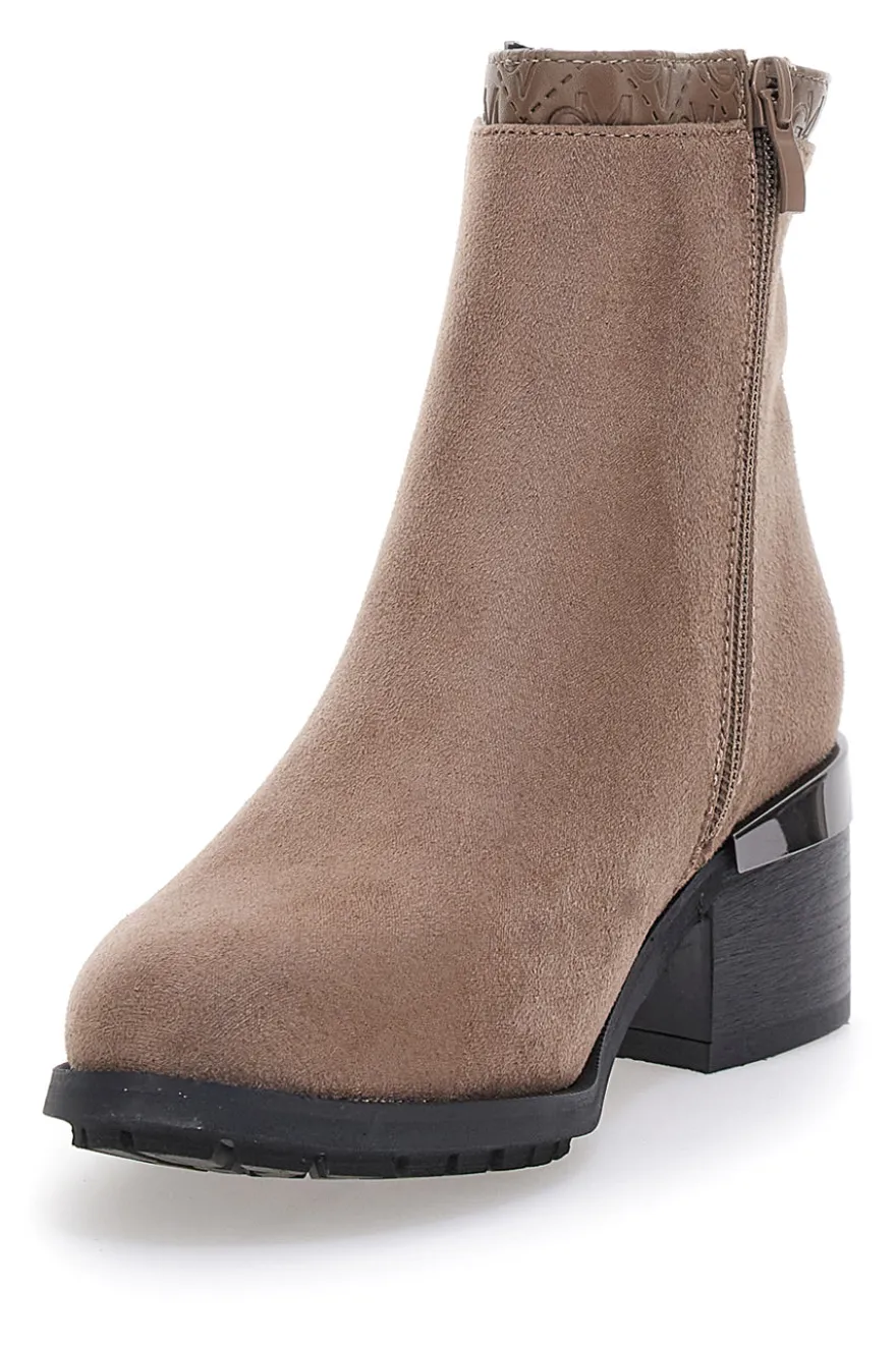 Taupefarbene Stiefeletten mit Obermaterial in Wildlederoptik Gian Marco Venturi TR0304