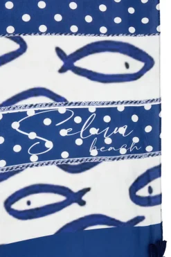 Telo mare blu con stampa Selun beach 261025