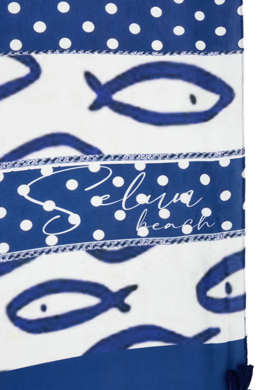 Telo mare blu con stampa Selun beach 261025