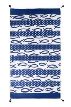 Telo mare blu con stampa Selun beach 261025