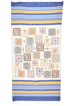 Telo Mare in Cotone Bianco e Blu B-Sand 005