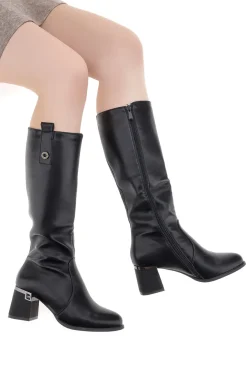 THE FIRST 499 Schwarze spitze High Heel Stiefel