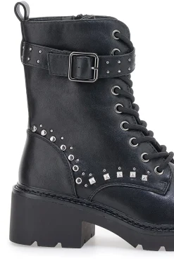THE FIRST 503 Schwarze Stiefel mit Nieten und Schnalle