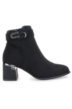 The First P618 – Schwarze Stiefeletten mit quadratischem Absatz