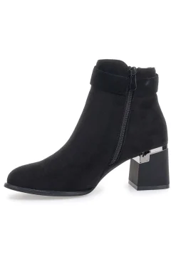 The First P618 – Schwarze Stiefeletten mit quadratischem Absatz