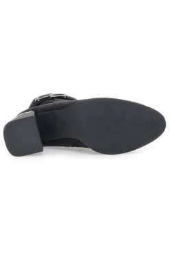 The First P618 – Schwarze Stiefeletten mit quadratischem Absatz