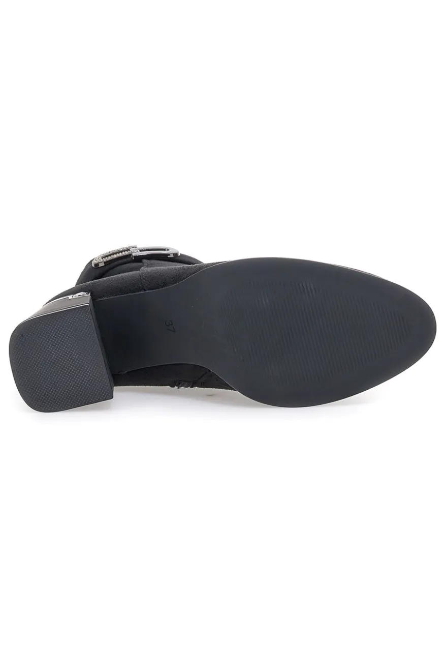 The First P618 – Schwarze Stiefeletten mit quadratischem Absatz