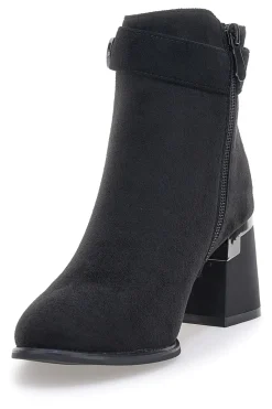 The First P618 – Schwarze Stiefeletten mit quadratischem Absatz